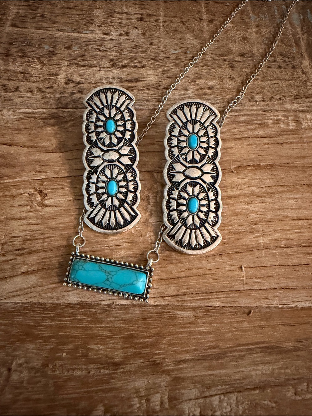 Turquoise Statement Necklace and Earring Set - Women Jewelry